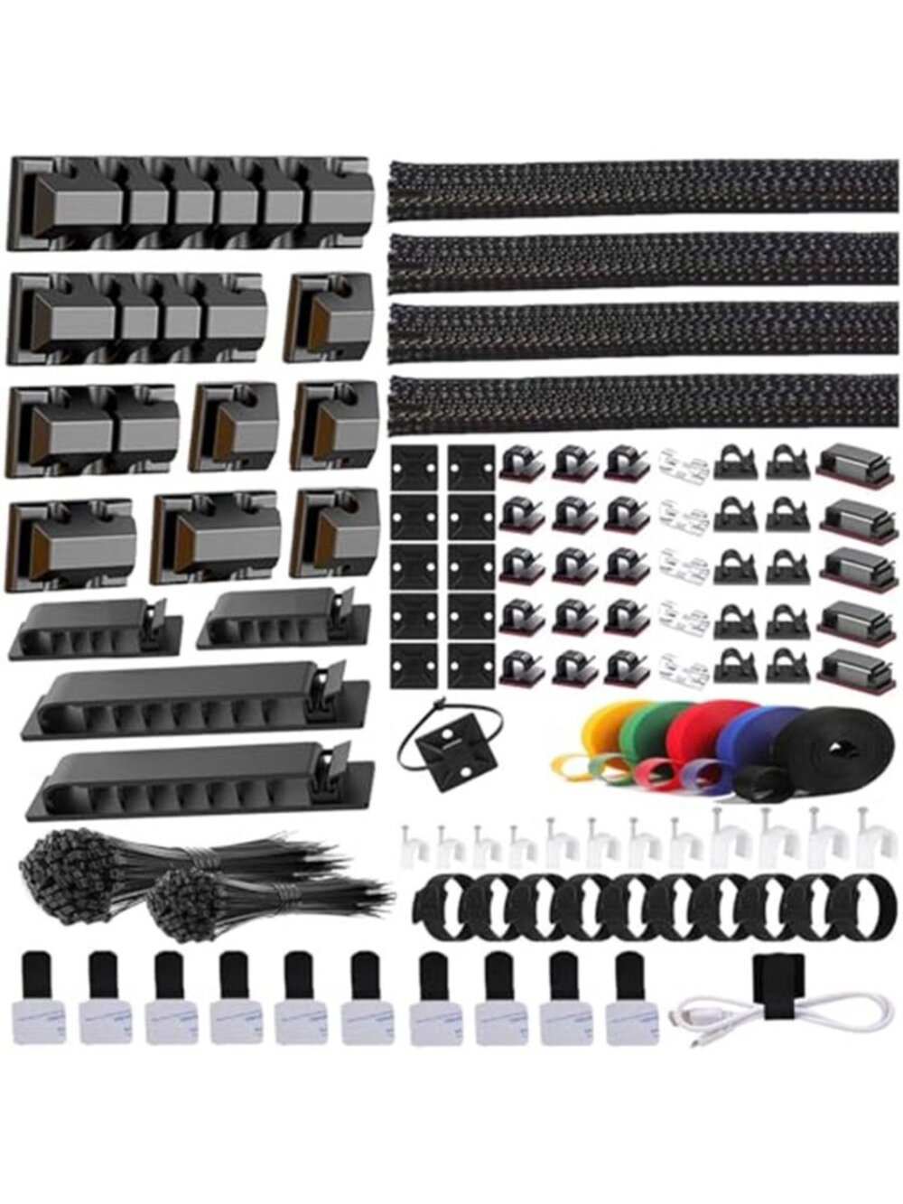 327 PCS Cable Management Kit Organizer Clips Ties Sleeves Wire Cord Computer